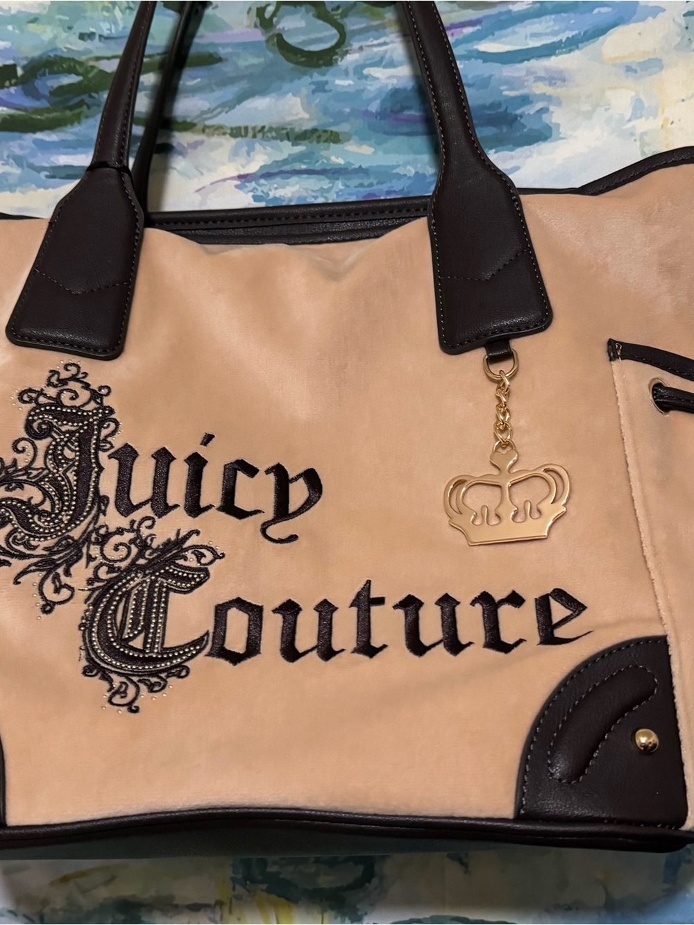 Juicy Couture Tote Bag with Brown and Gold Contrast - Picture 4 of 6